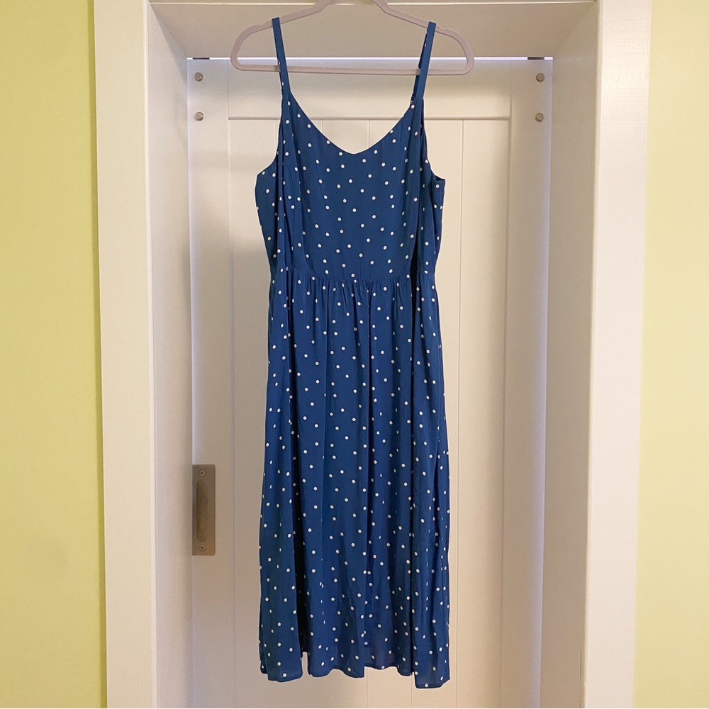 Old Navy Cami Dress Blue White Polka Dot Spaghetti Strap